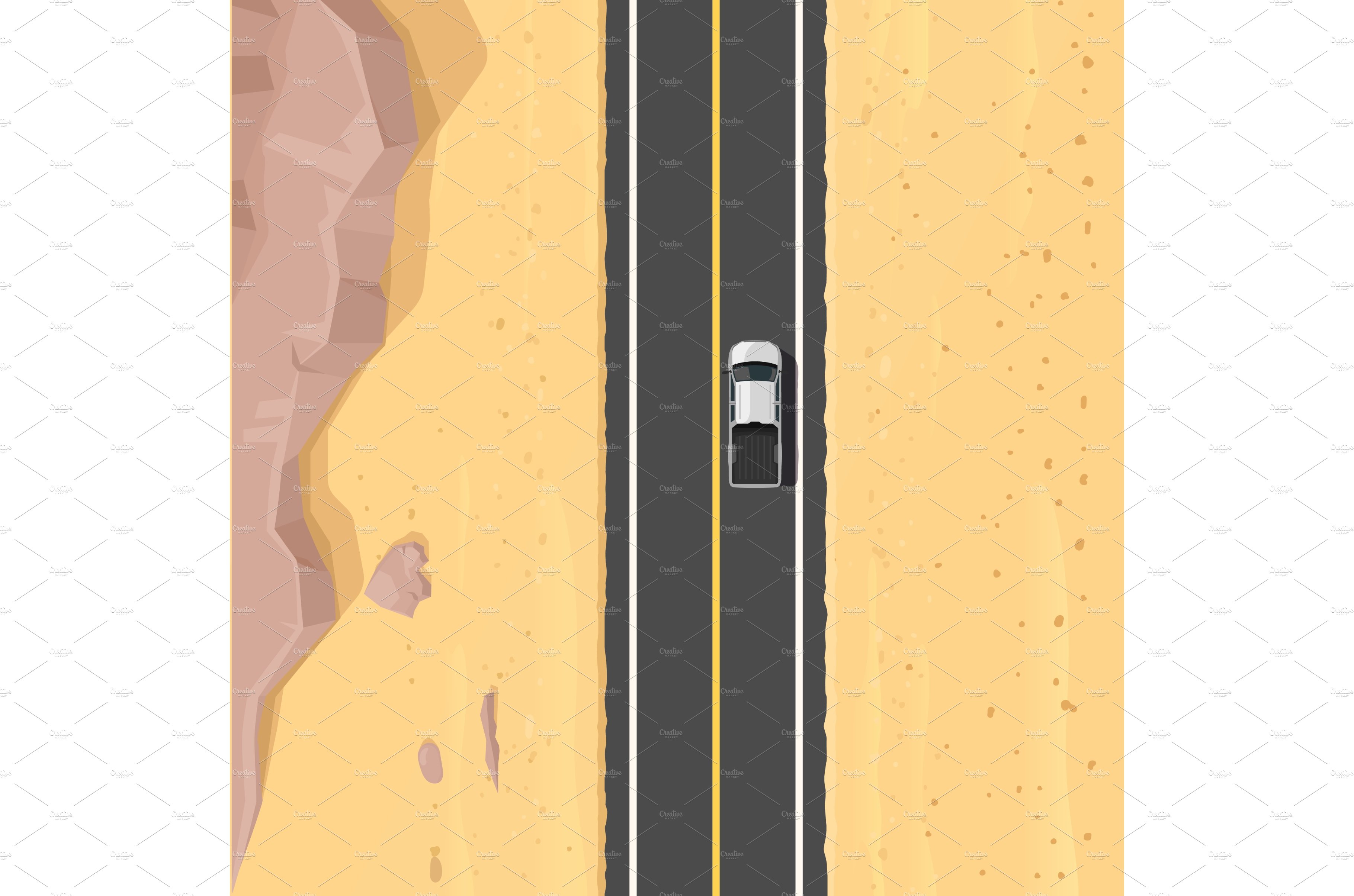Desert road top view landscape cover image.