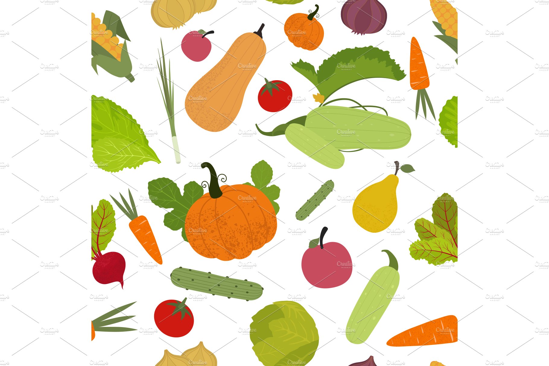 Seamless pattern with vegetables preview image.