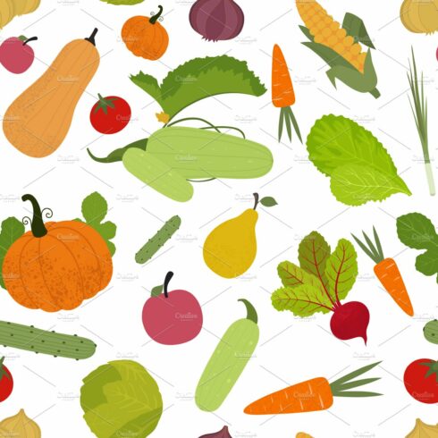 Seamless pattern with vegetables cover image.