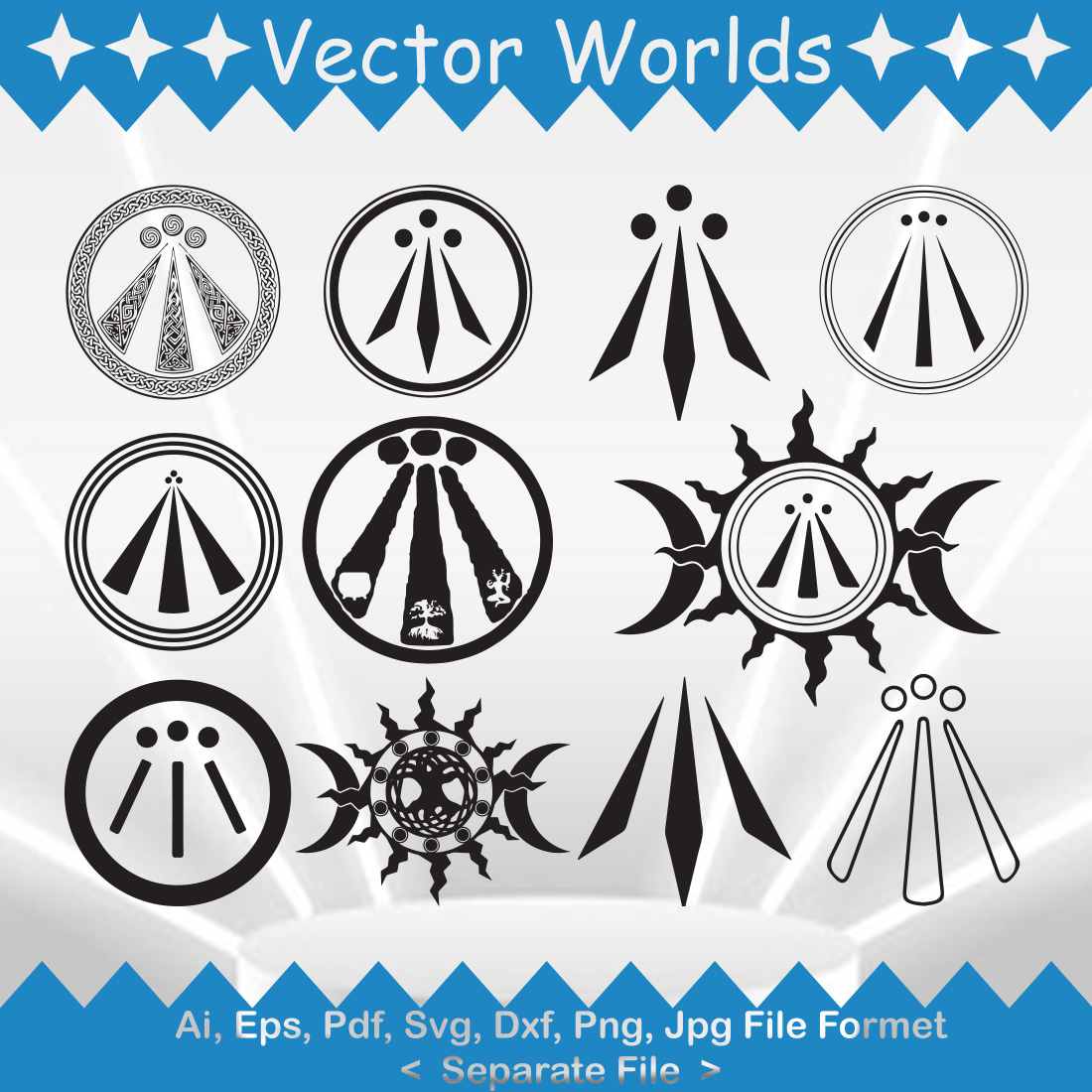 Awen Symbol SVG Vector Design preview image.