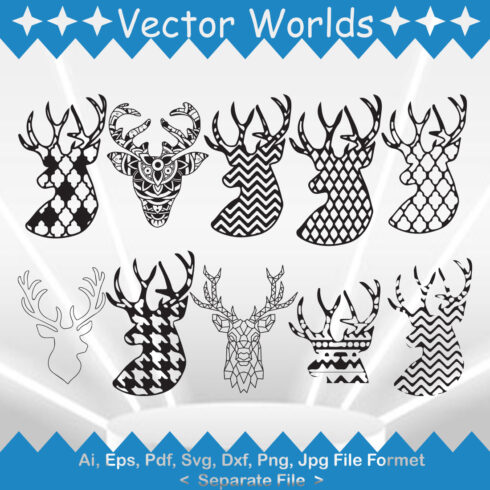 Chevron Deer Head SVG Vector Design cover image.