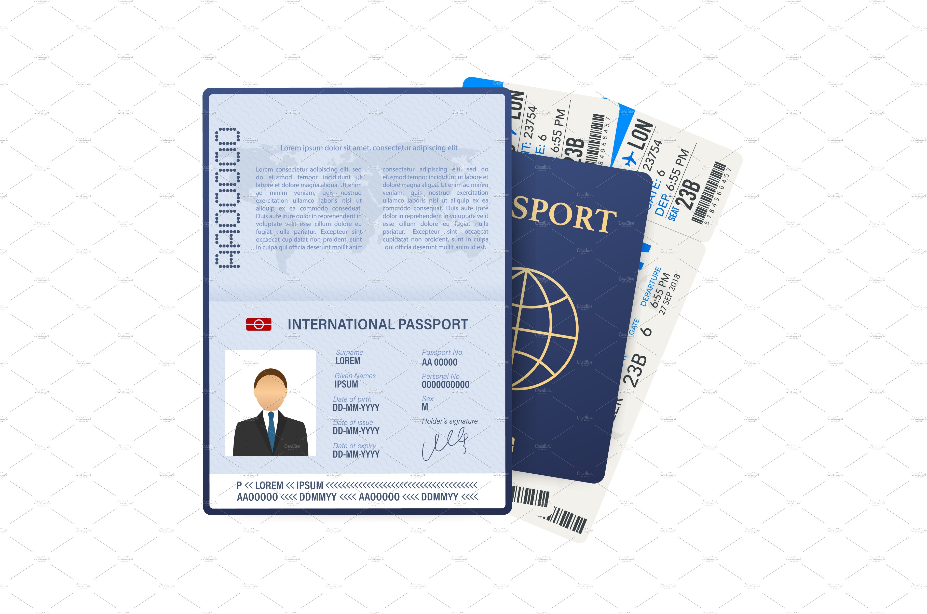 Passport with tickets. Air travel cover image.