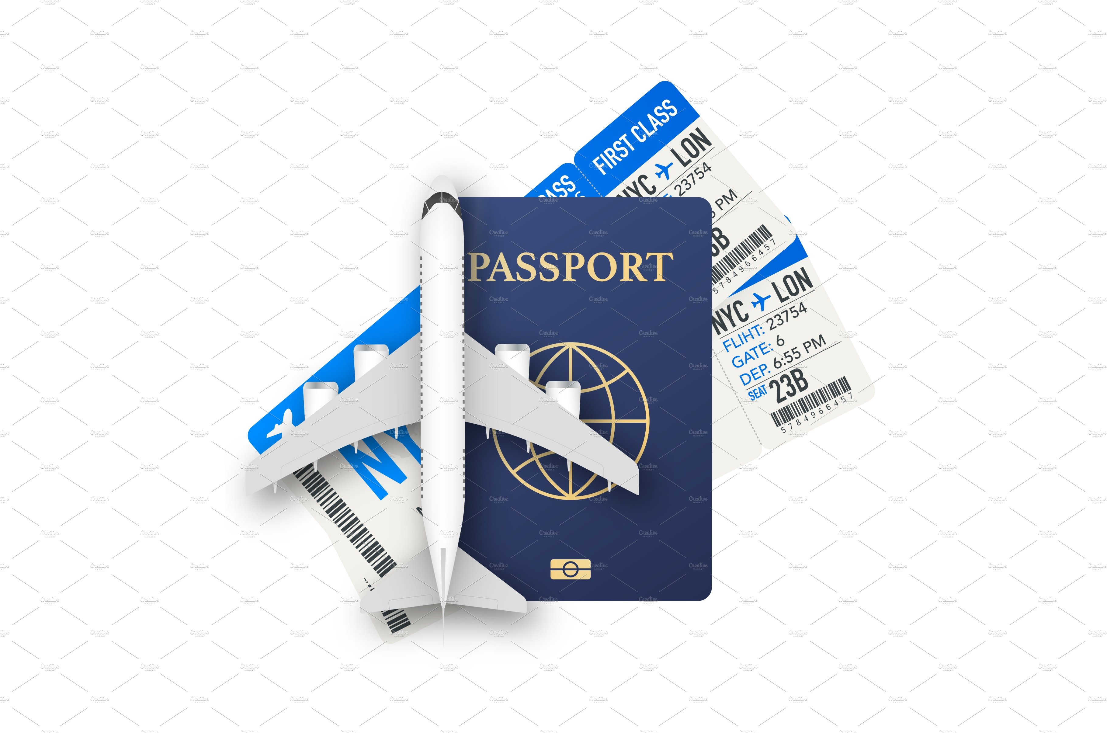 Passports, boarding passes and cover image.