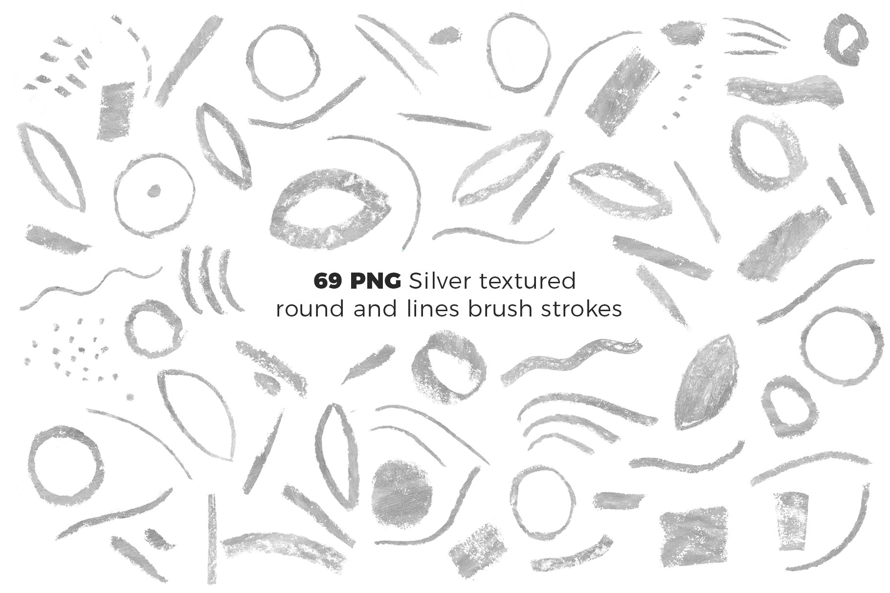 69 png silver textured round and lines brush strokes 465