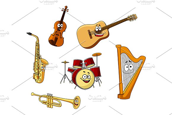 Set of classic musical instruments cover image.