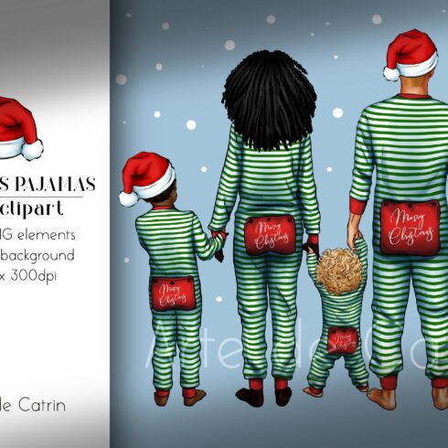 Christmas Pajamas, Family Clipart cover image.