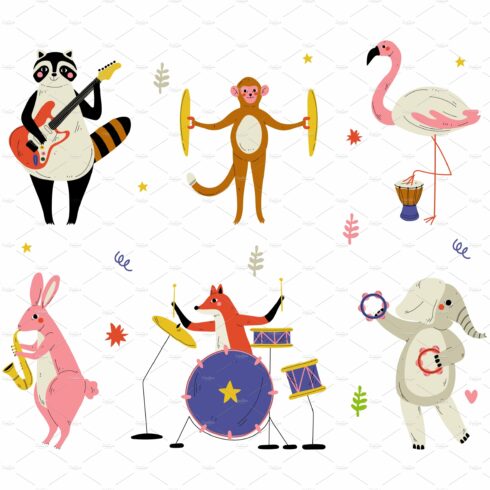 Animals playing musical instruments cover image.