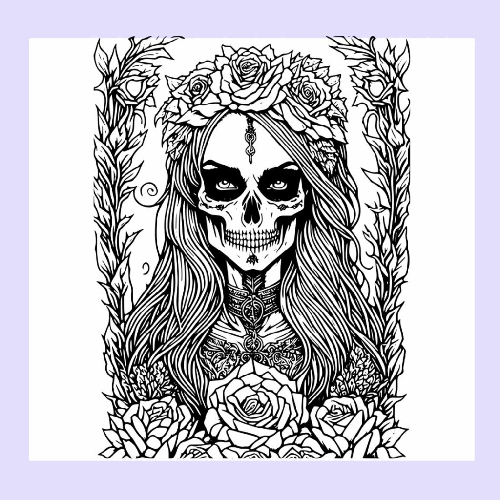 A Gothic girl with a skull and roses headdress horror and creepy ...