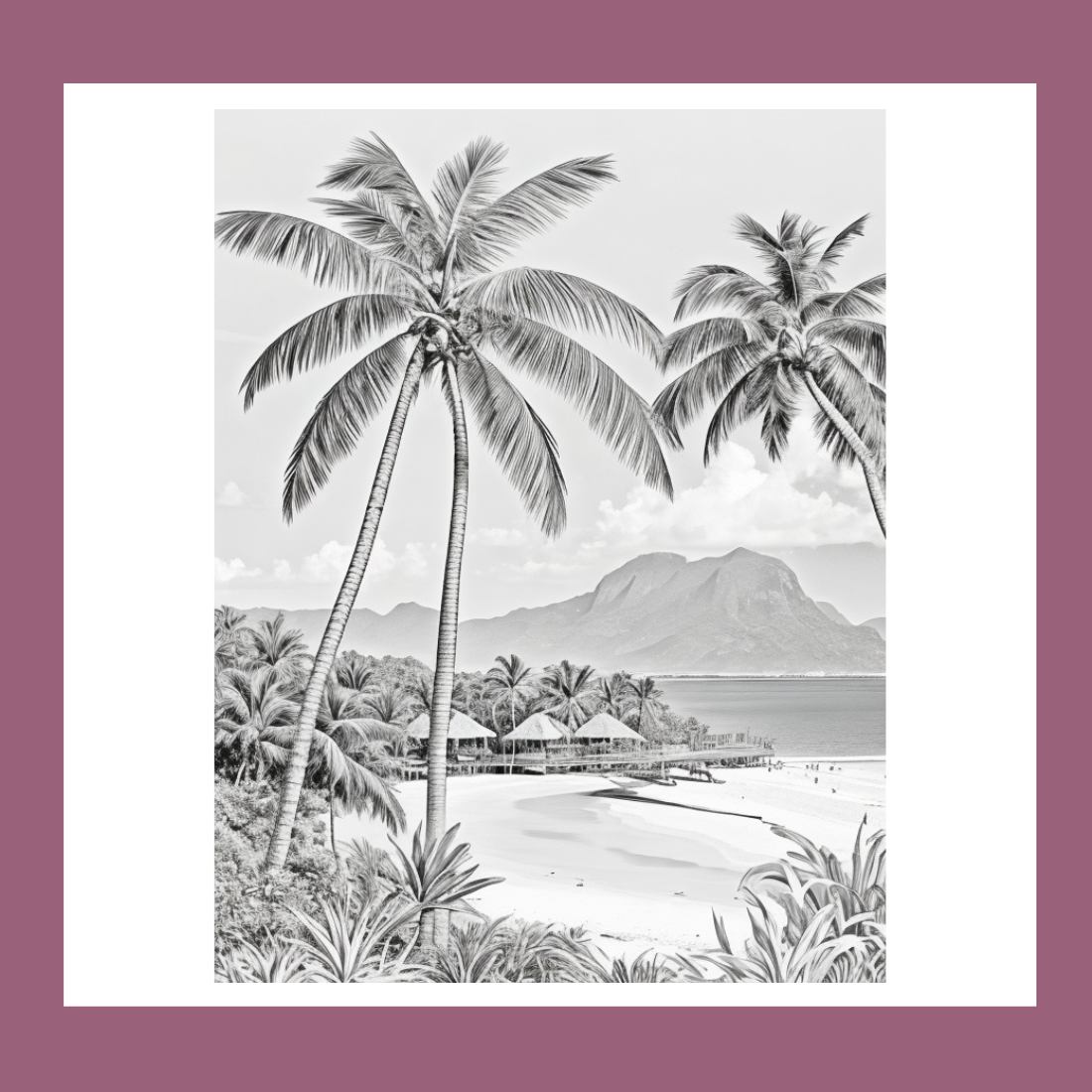 tropical island coloring page