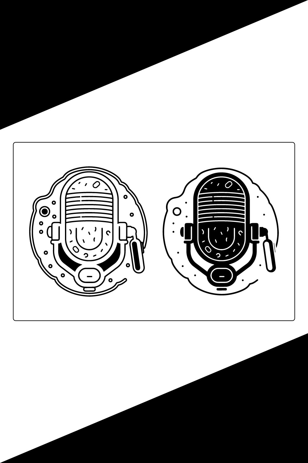 Podcast and Audio line icon set vector,Microphone vector icon, Web design icon pinterest preview image.