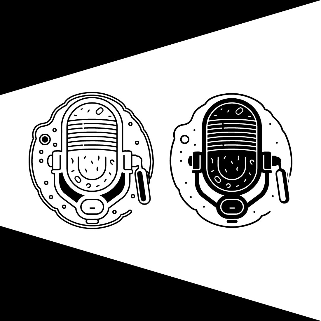Podcast and Audio line icon set vector,Microphone vector icon, Web design icon preview image.