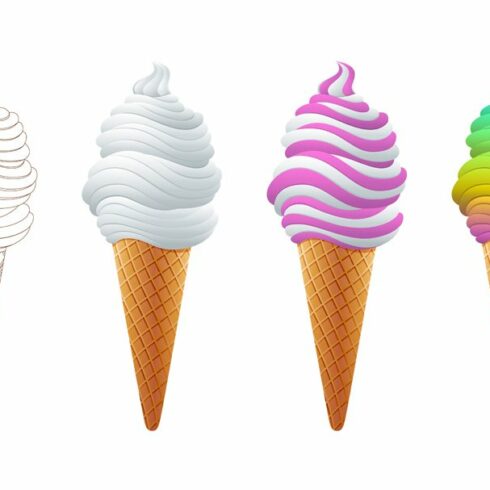 Tasty ice cream with vanilla vector cover image.