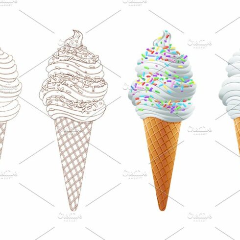 Ice Cream Scoops with Colored vector cover image.