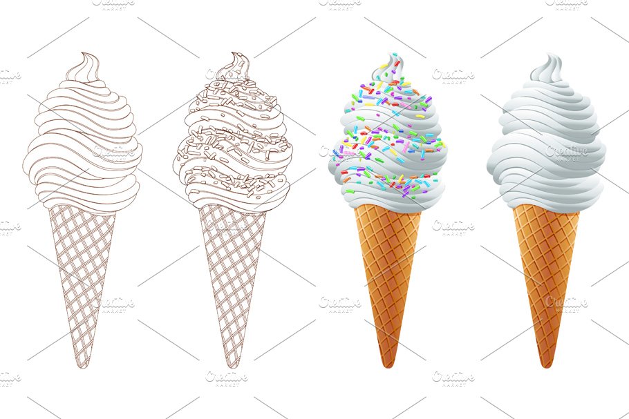 Ice Cream Scoops with Colored vector cover image.