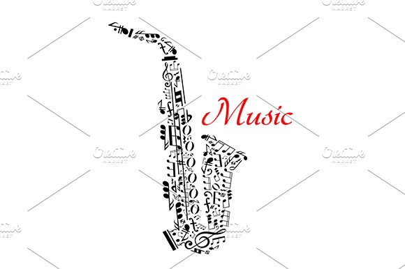 Saxophone with musical notes cover image.