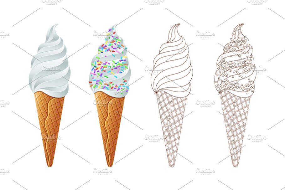 Ice Cream Scoops with Colored vector cover image.