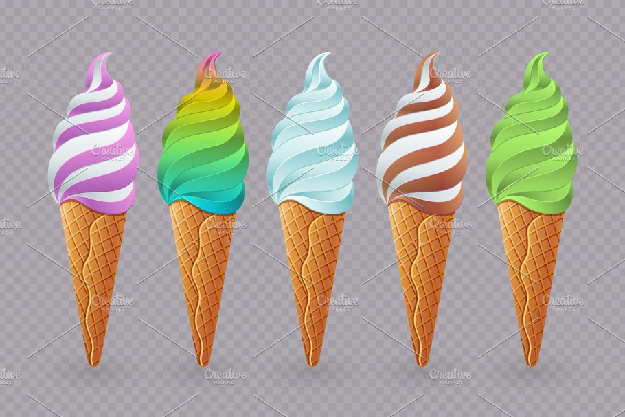 Tasty ice cream with vanilla vector preview image.