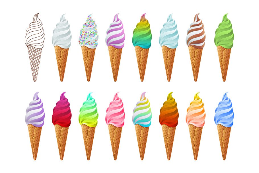 Ice cream vector collection Color cover image.