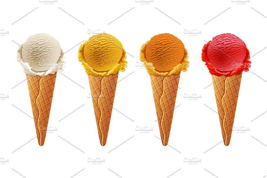 Various ice-cream scoops vector cover image.