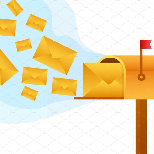 Envelope with a newsletter concept cover image.