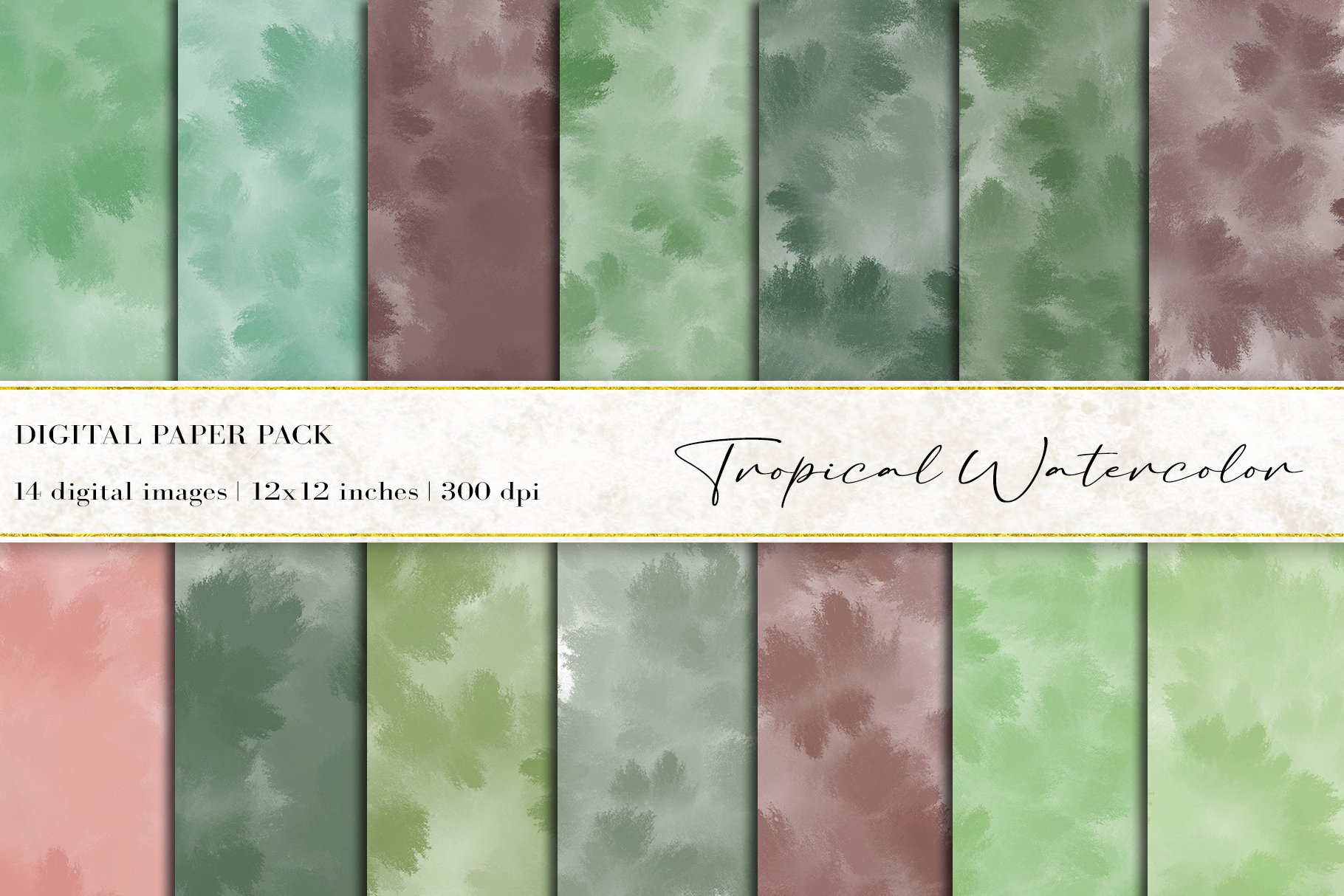 Tropical Watercolor Digital Papers cover image.