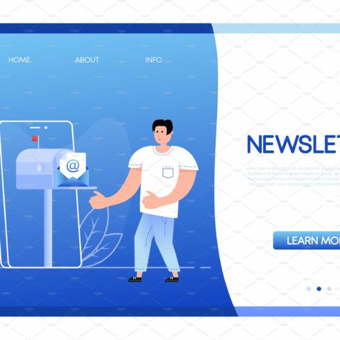 Flat icon with newsletter people cover image.