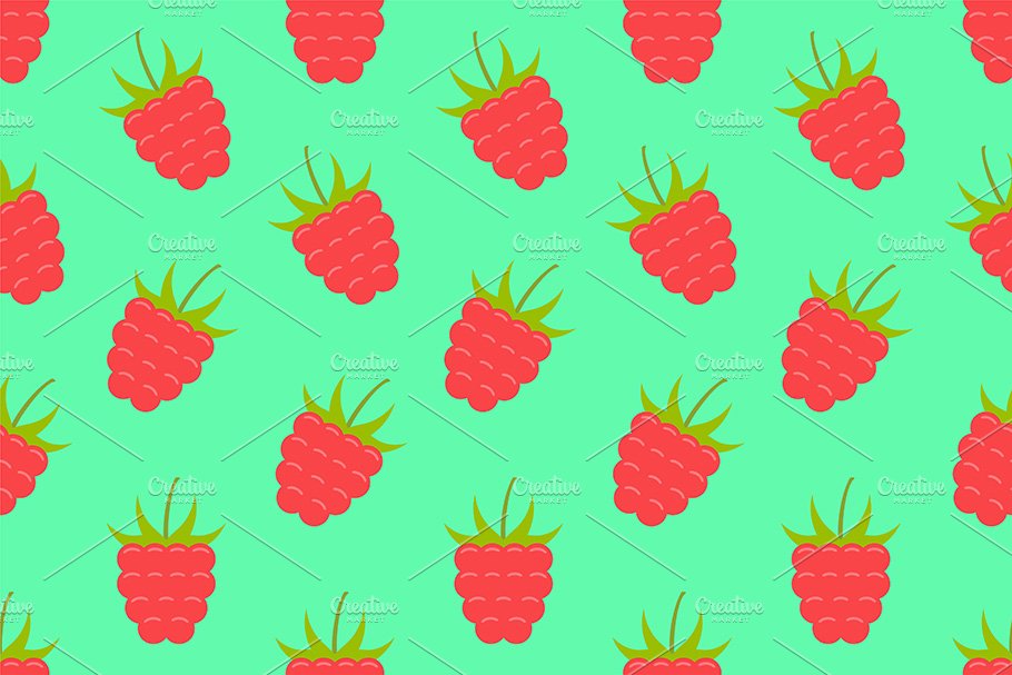 Seamless pattern with Raspberry preview image.