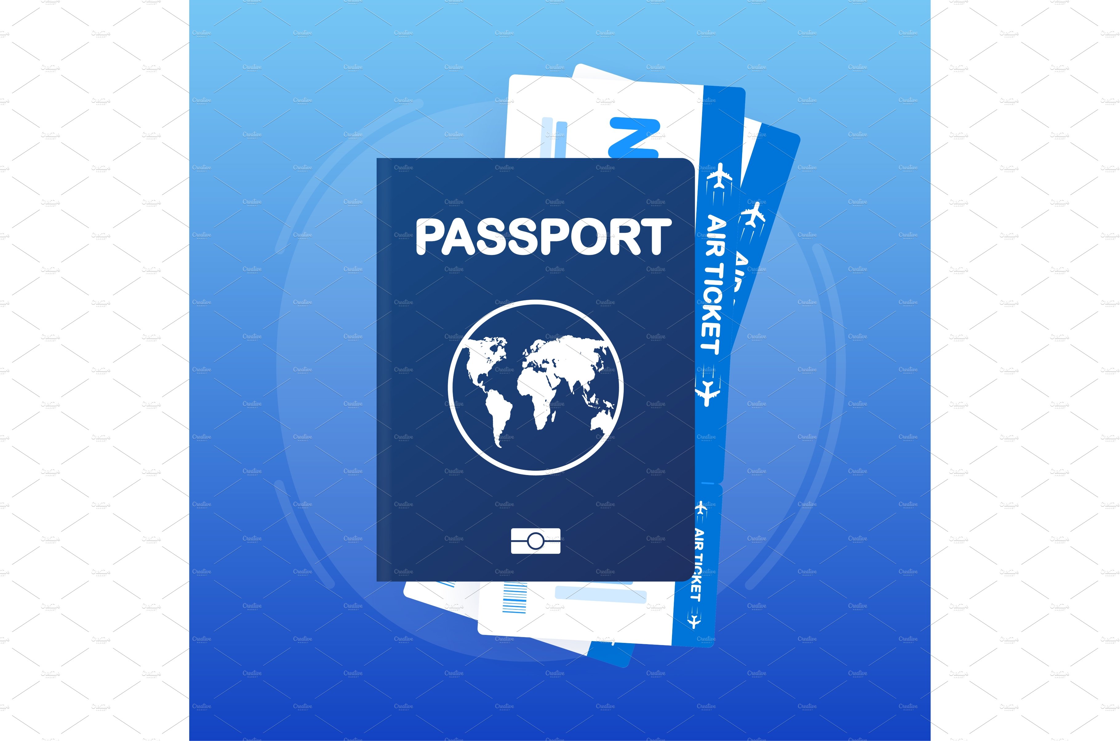 Passport and boarding pass isolated cover image.