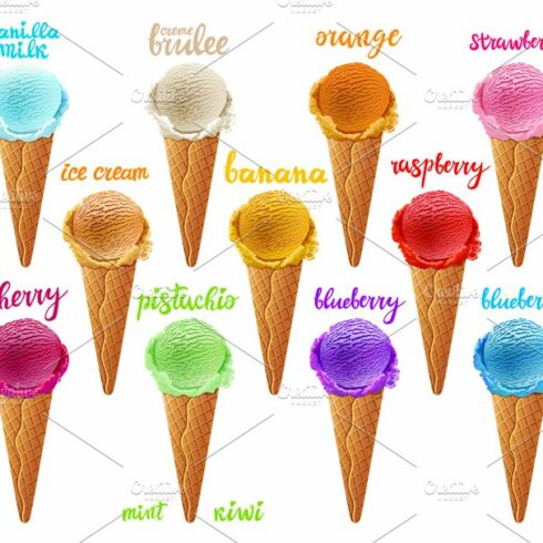 ice cream vector Set different shape cover image.
