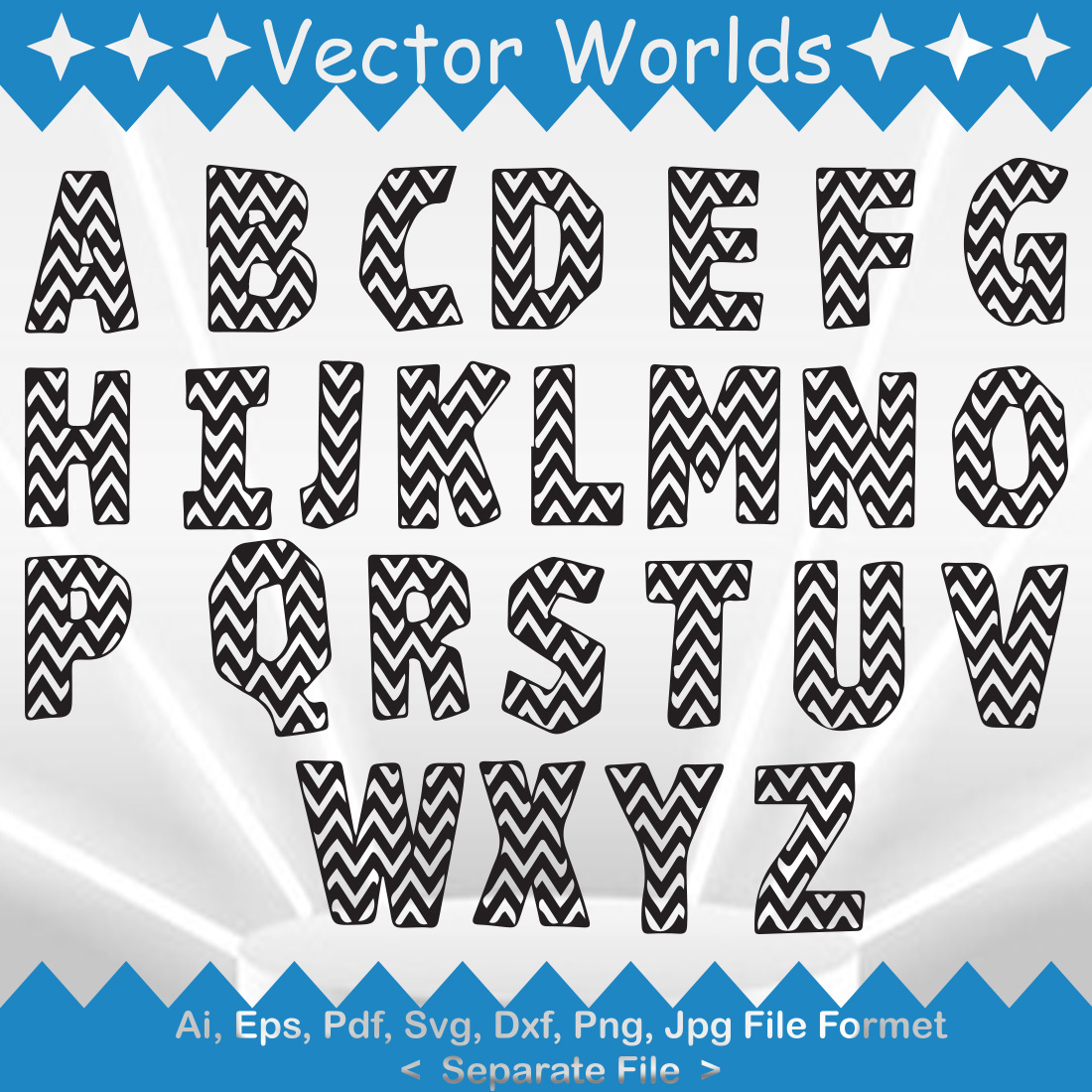 Chevron Letters SVG Vector Design preview image.