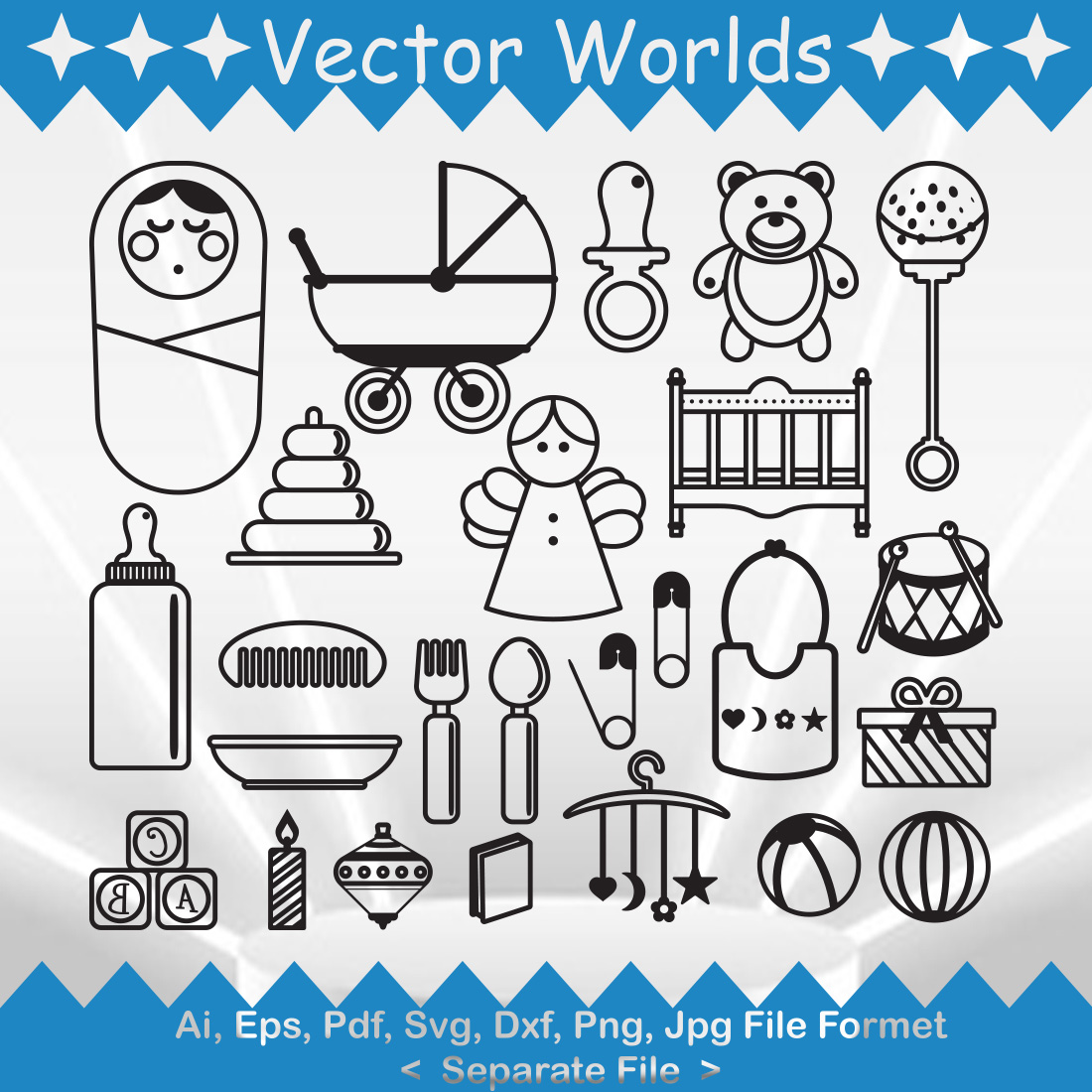 Baby blocks SVG Vector Design cover image.