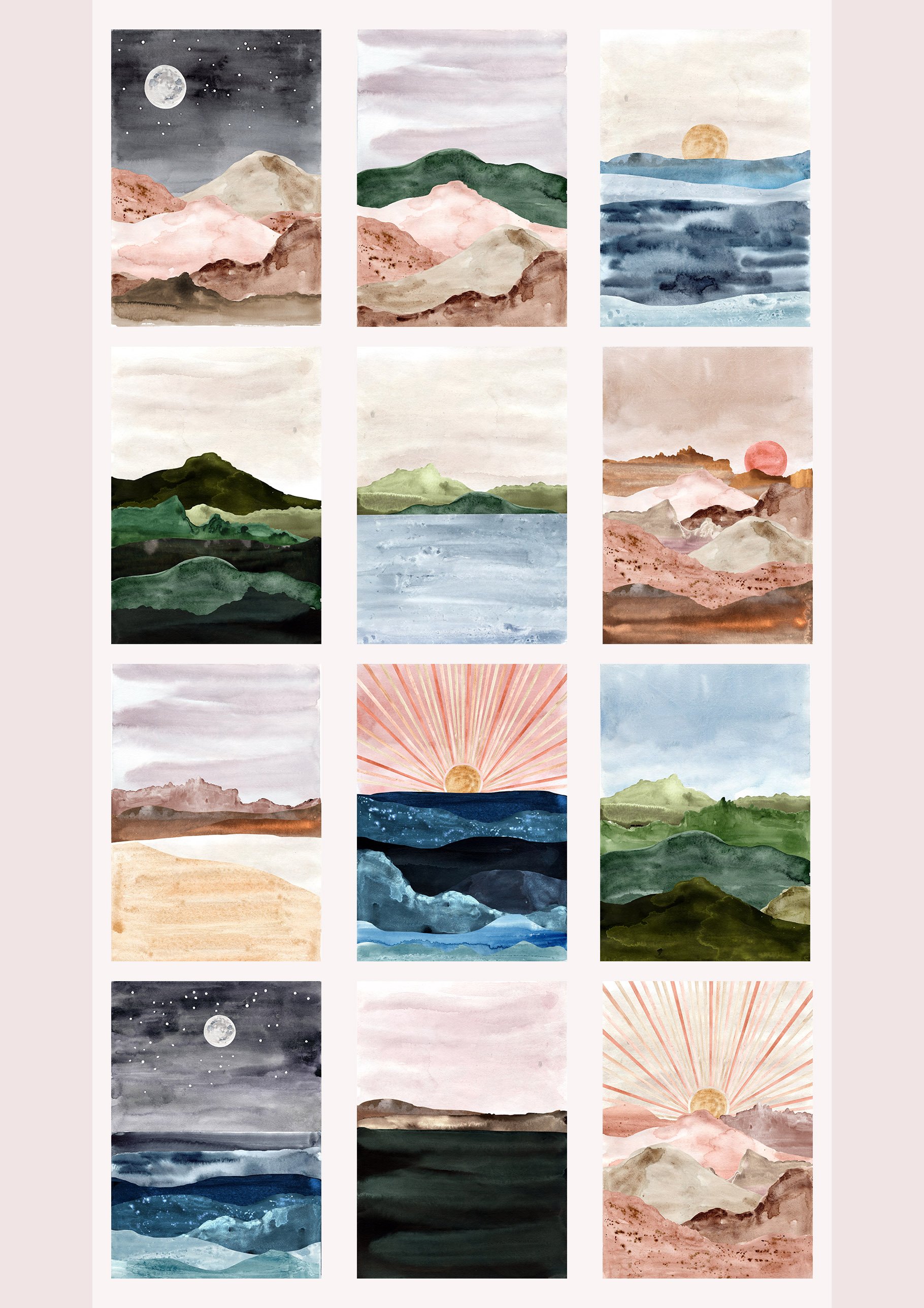 Abstract Watercolor Landscape Prints preview image.