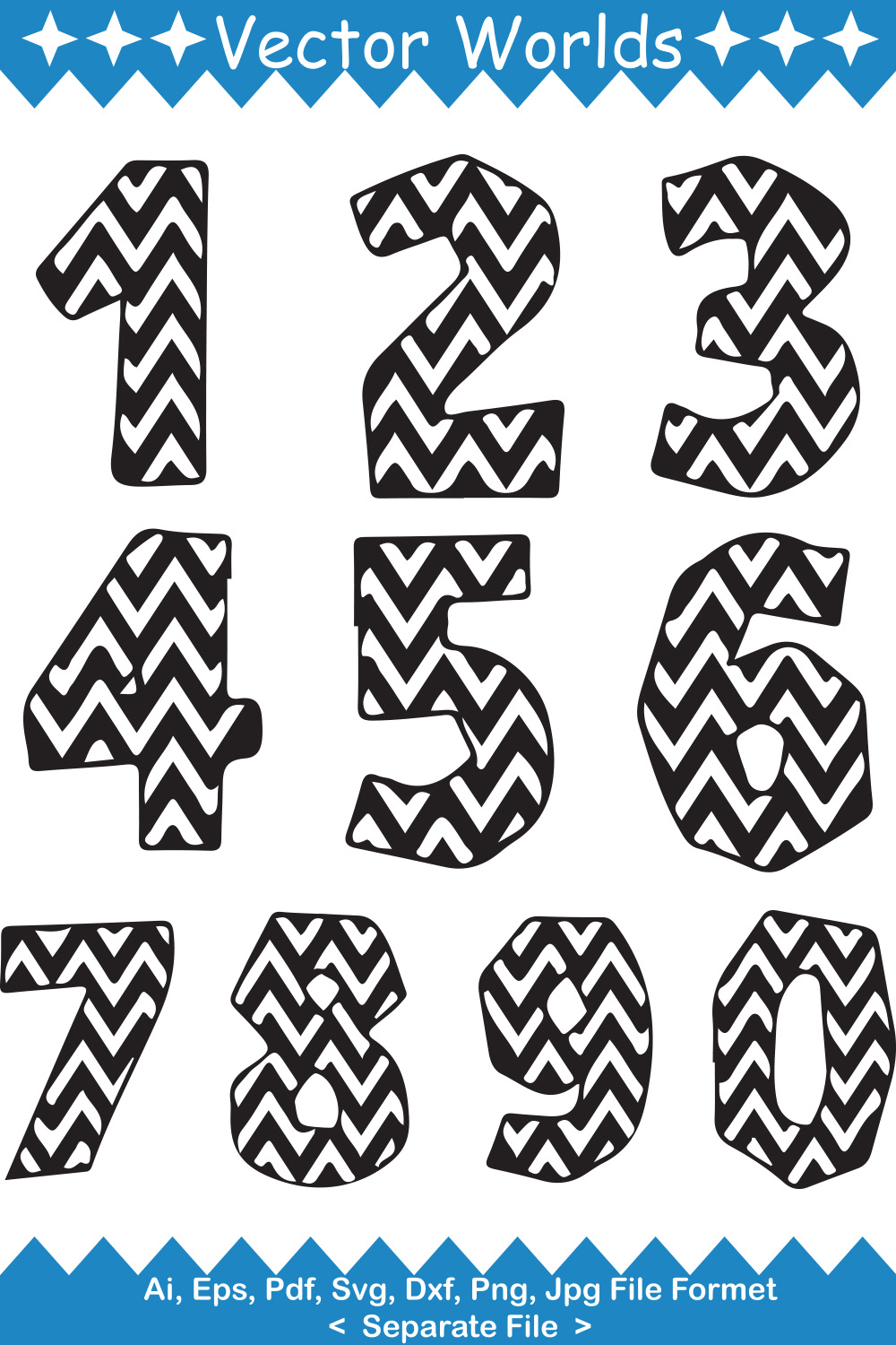 Chevron Numbers SVG Vector Design pinterest preview image.