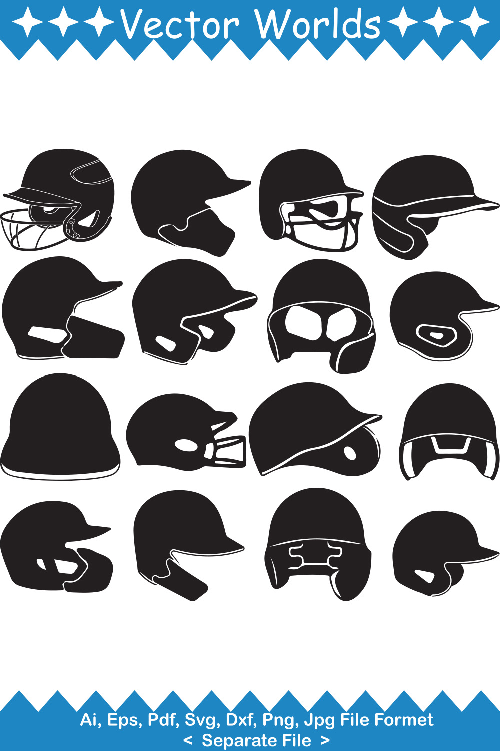 Baseball Helmet SVG Vector Design pinterest preview image.