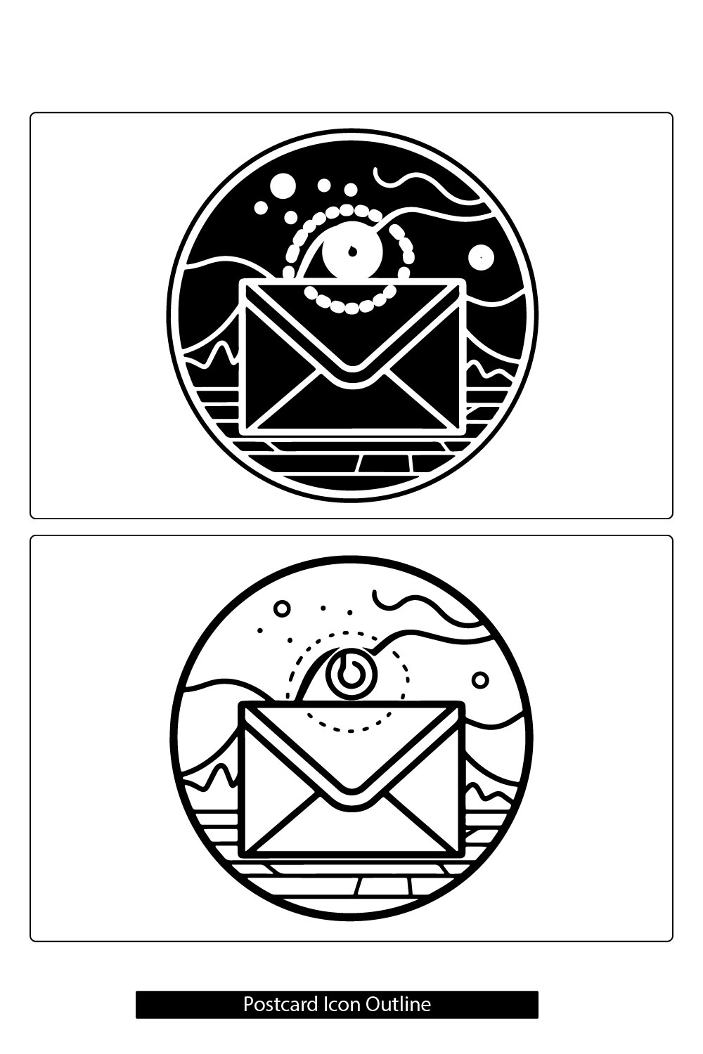 Postcard send outline icon linear style sign for mobile concept and web design Mail post card simple line vector icon, pinterest preview image.
