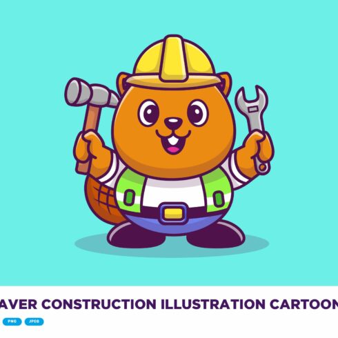 Cute Beaver Construction Cartoon cover image.