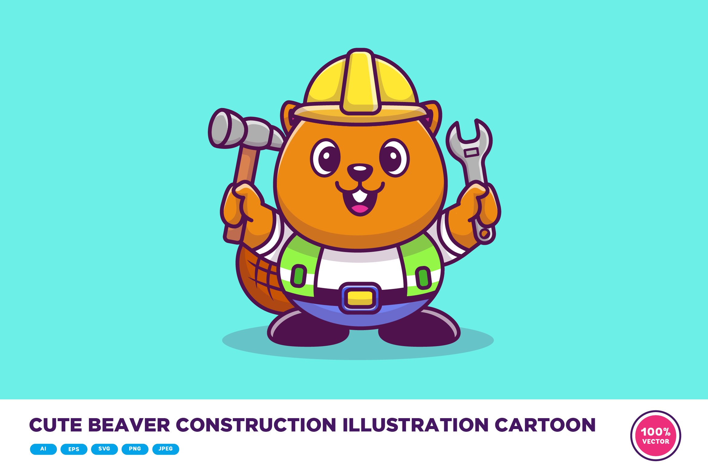 Cute Beaver Construction Cartoon cover image.