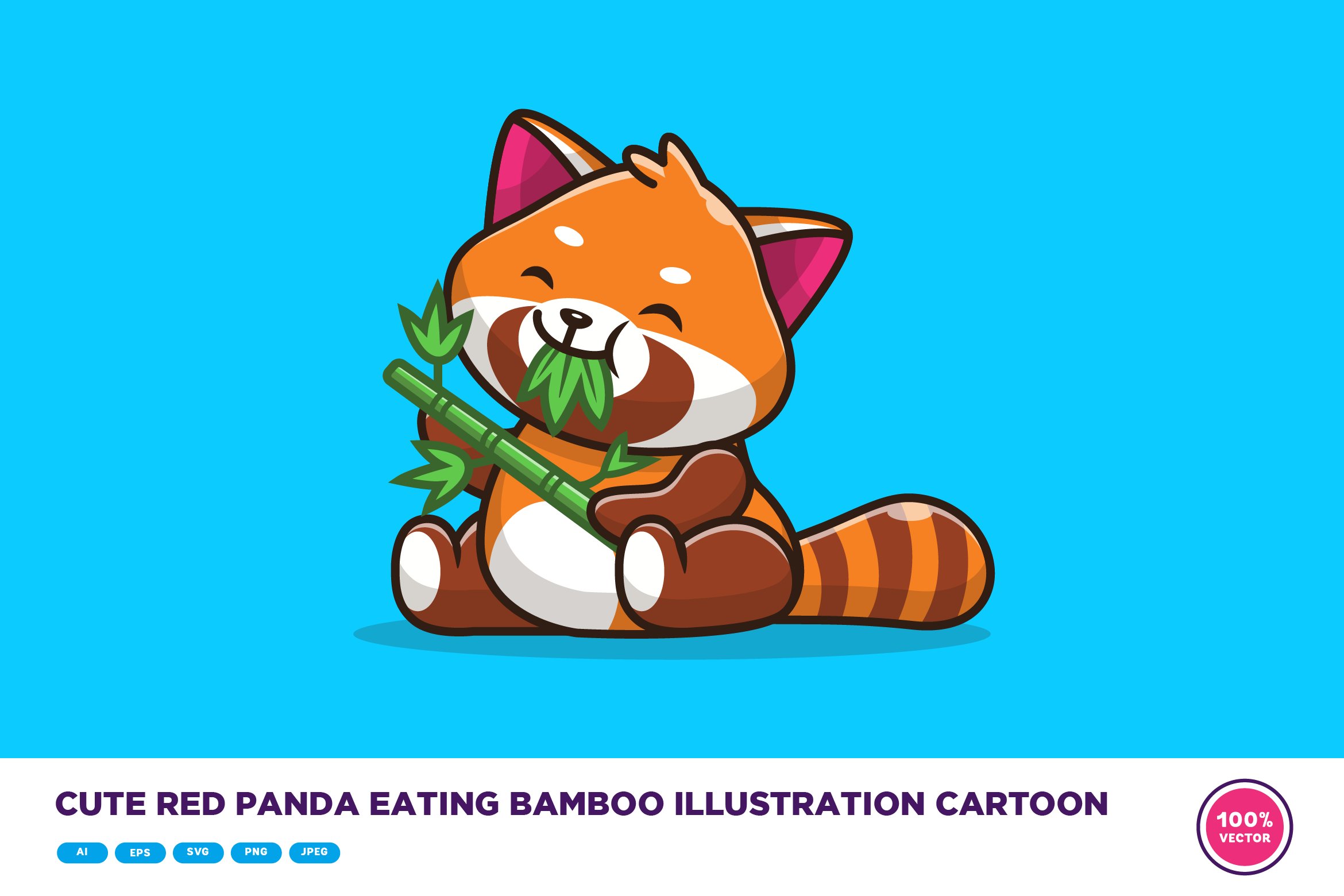 Cute Red Panda Eating Bamboo Cartoon cover image.