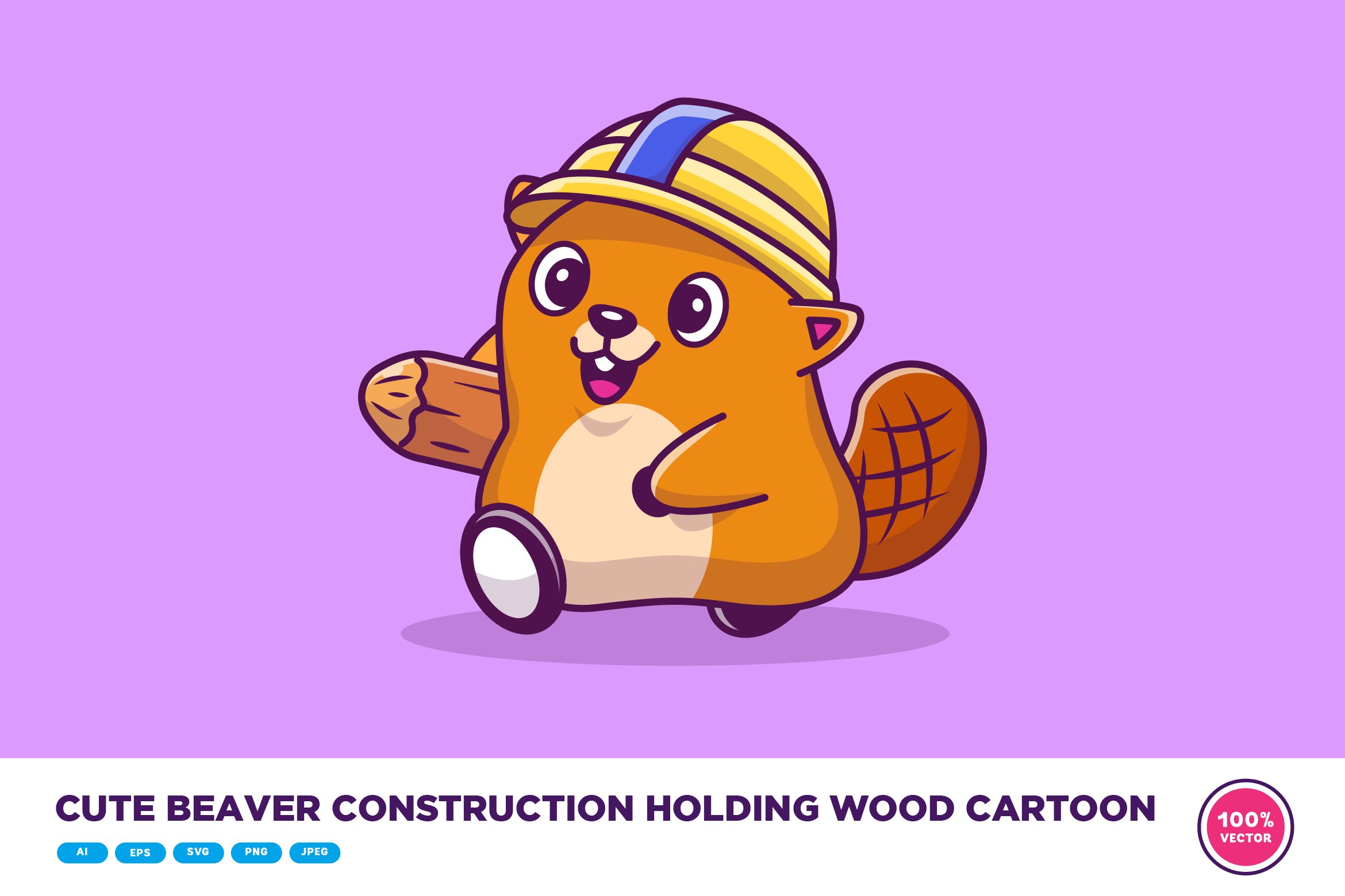 Cute Beaver Construction Bring Wood cover image.