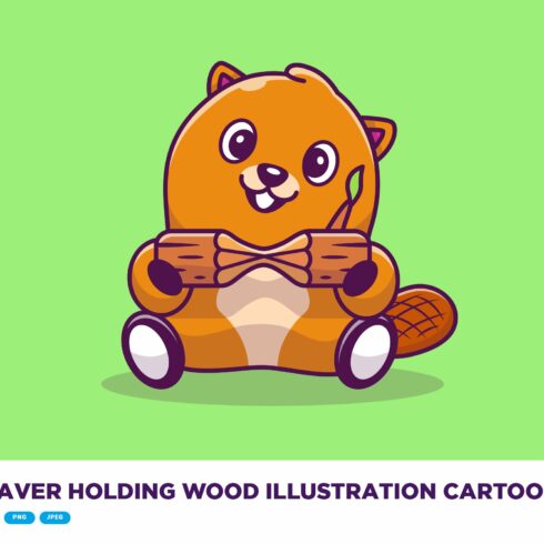 Cute Beaver Holding Wood Cartoon cover image.