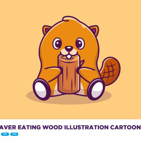 Cute Beaver Eating Wood Illustration cover image.
