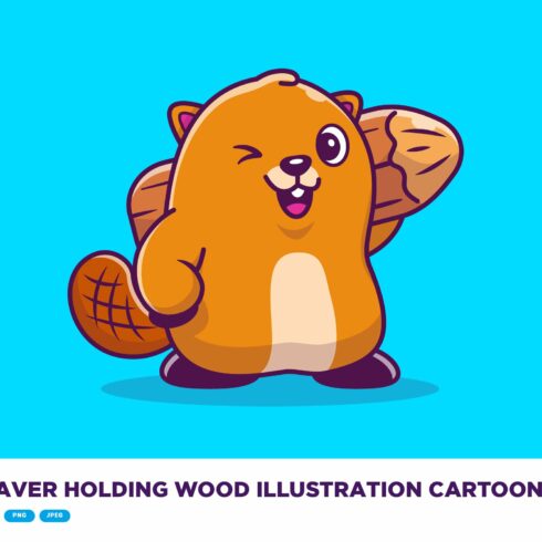 Cute Beaver Holding Wood Cartoon cover image.