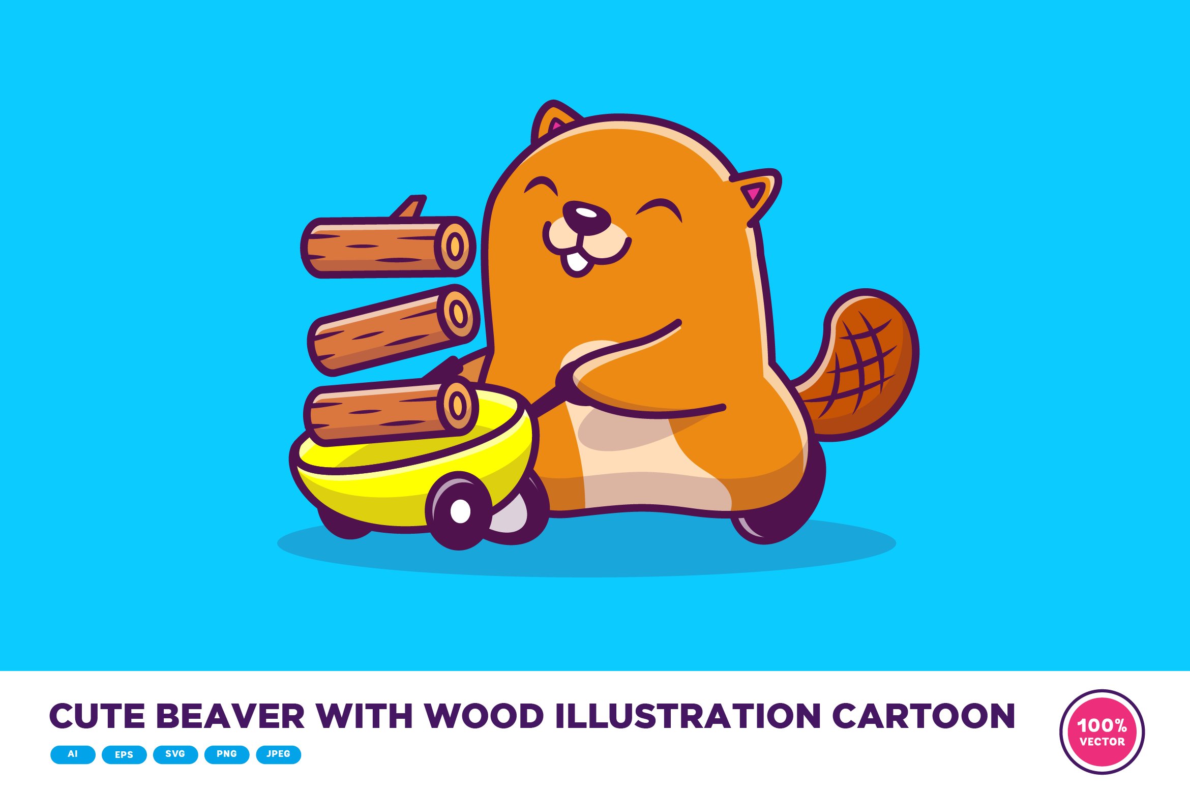 Cute Beaver With Wood Illustration cover image.