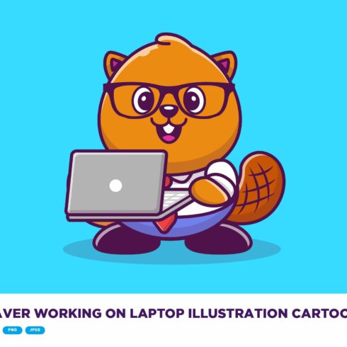 Cute Beaver Working On Laptop cover image.