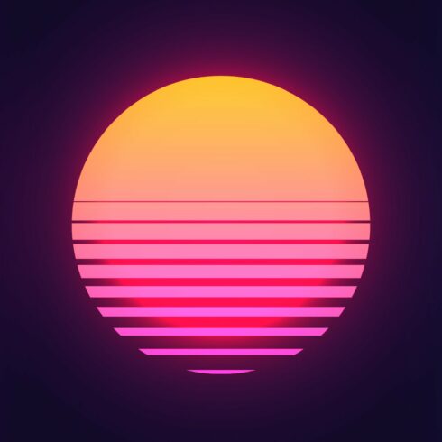 Vintage 80s colorful retro sunset. cover image.