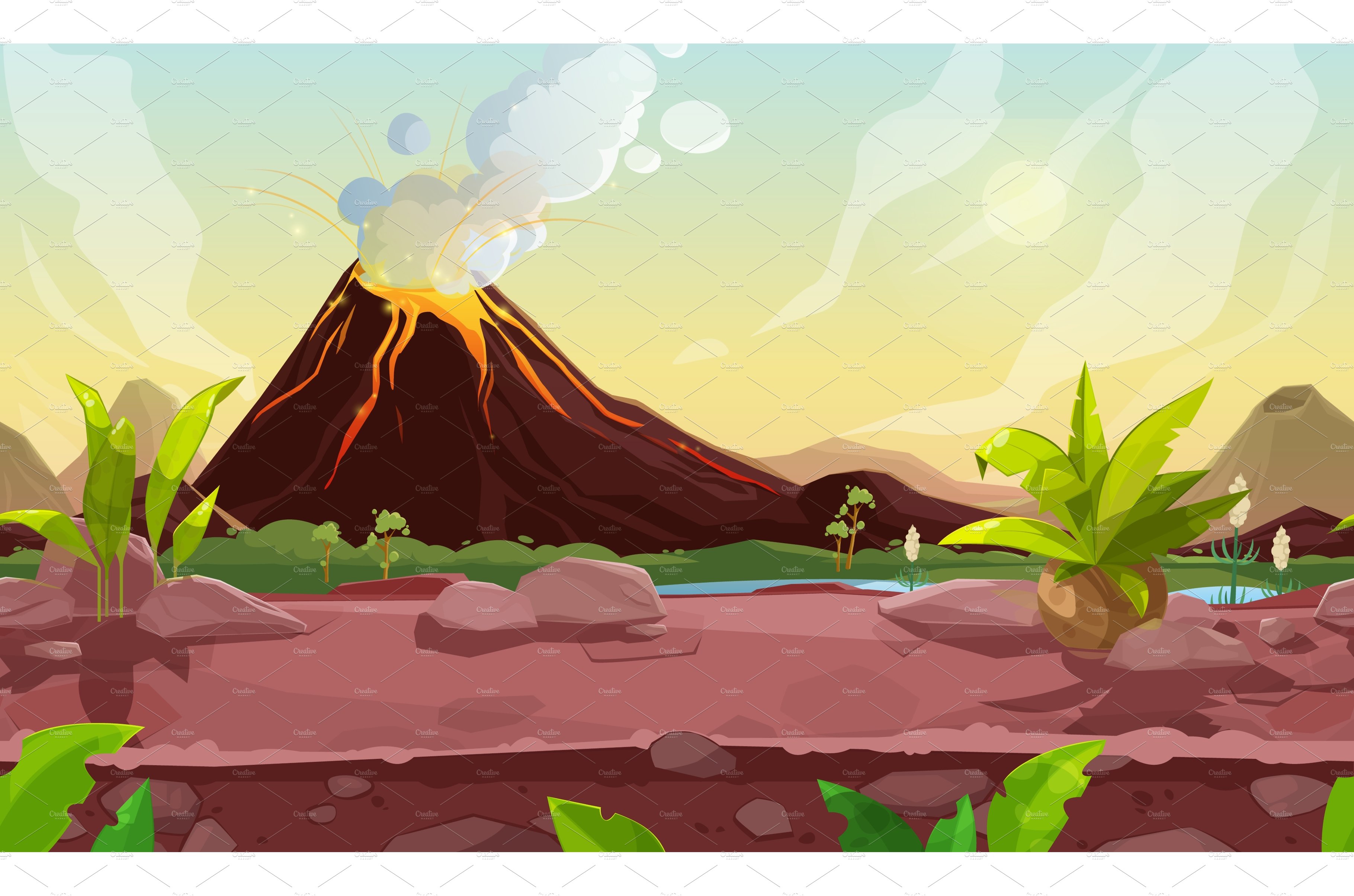 Prehistoric steaming volcano cover image.