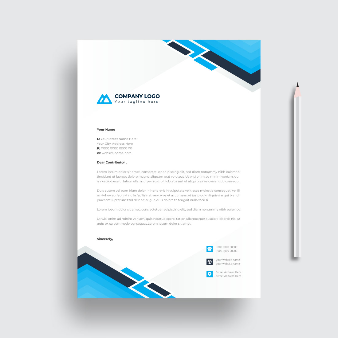 letterhead business corporate template design preview image.