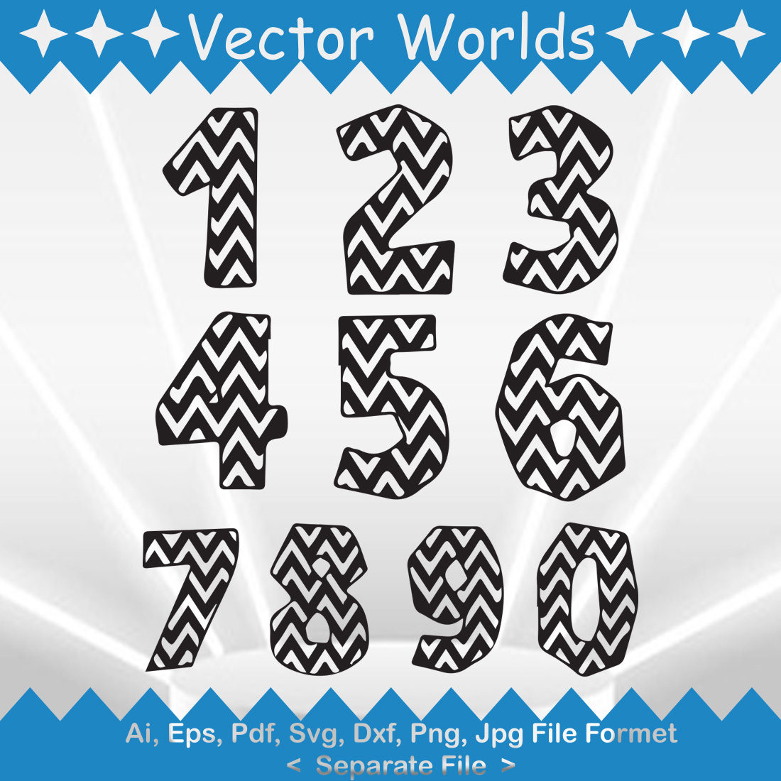 Chevron Numbers SVG Vector Design preview image.