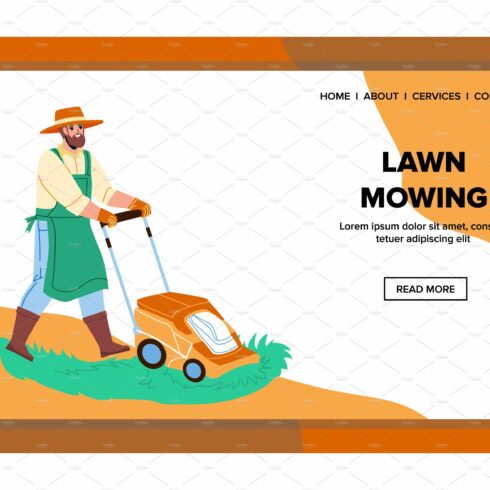 Lawn Mowing Gardener With Mower cover image.