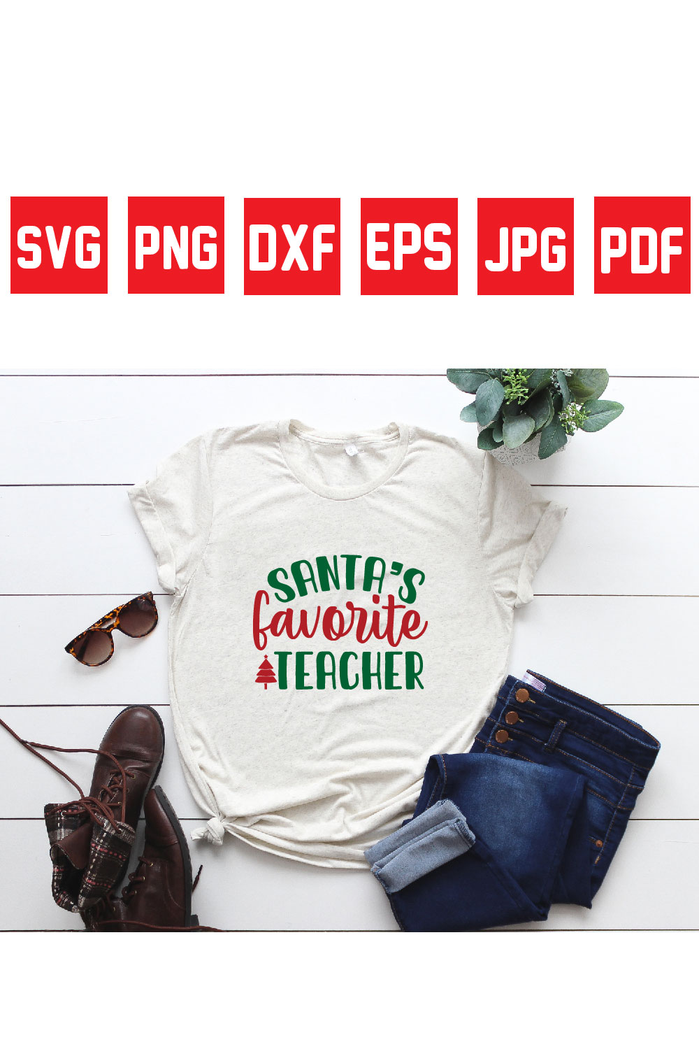 santa’s favorite teacher pinterest preview image.